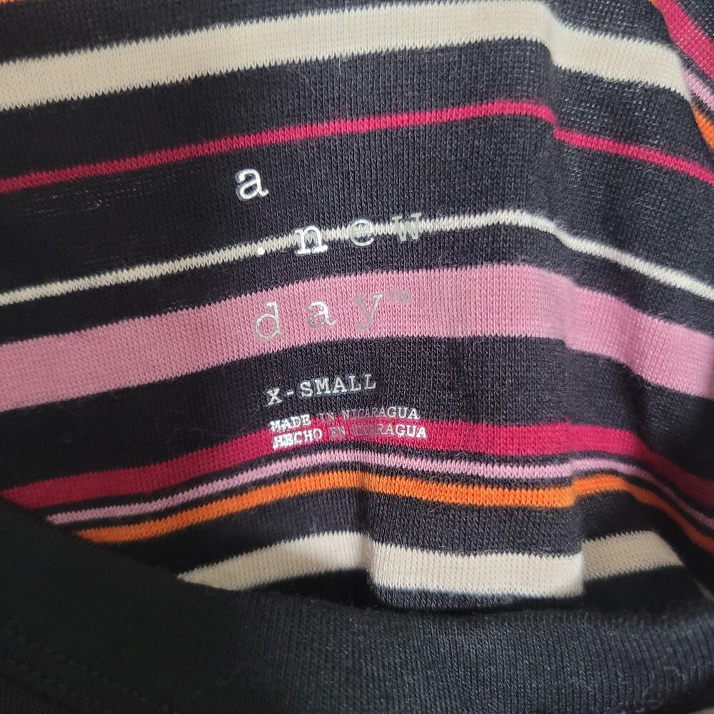 NWT A New Day "Purple Stripe" Multicolored Stripe Long Sleeve Shirt Size XS - Picture 4 of 5